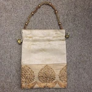 Cream and Gold Beaded Bag